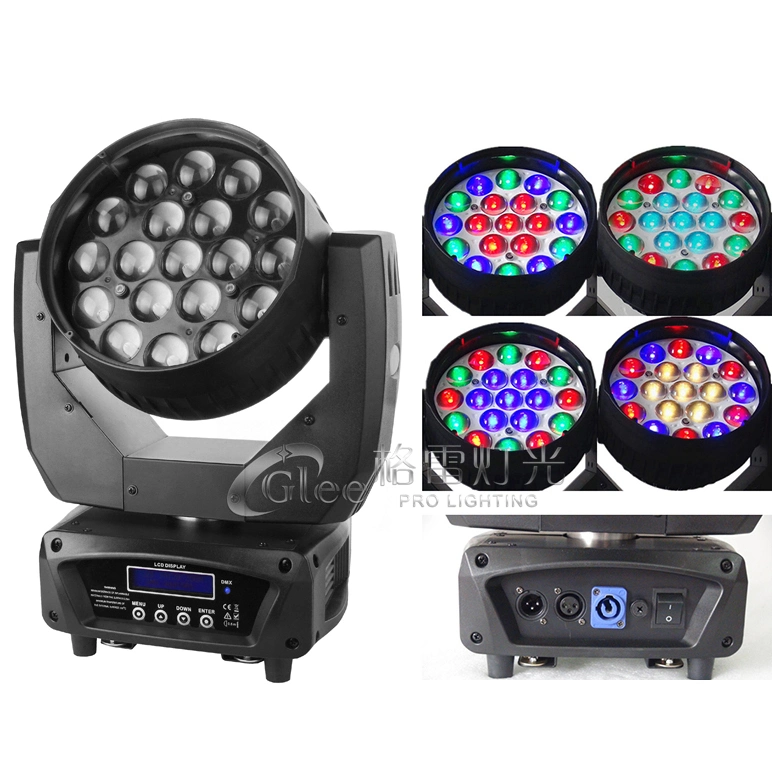 19*15 واط، 4 بوصات، 4 بوصات، LED، Aura Zoom Wash، رأس متحرك