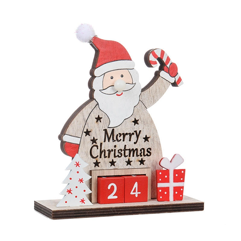2023 Wooden Calendar Small Christmas Snowman Decoration with LED Light