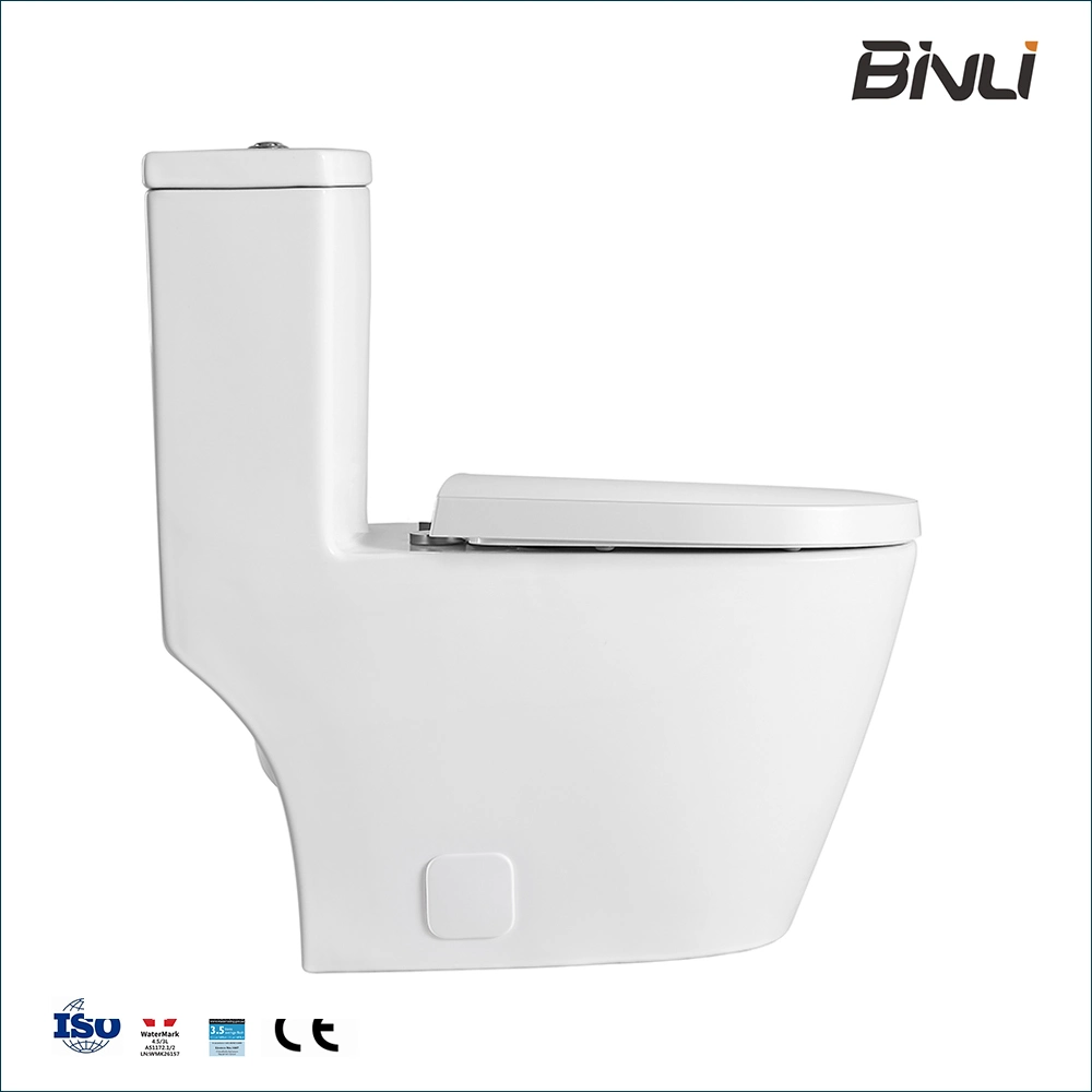 Bathroom Commode Siphonic Tornado Dual Flush 1 Piece Elongated Toilet with Seat Cover