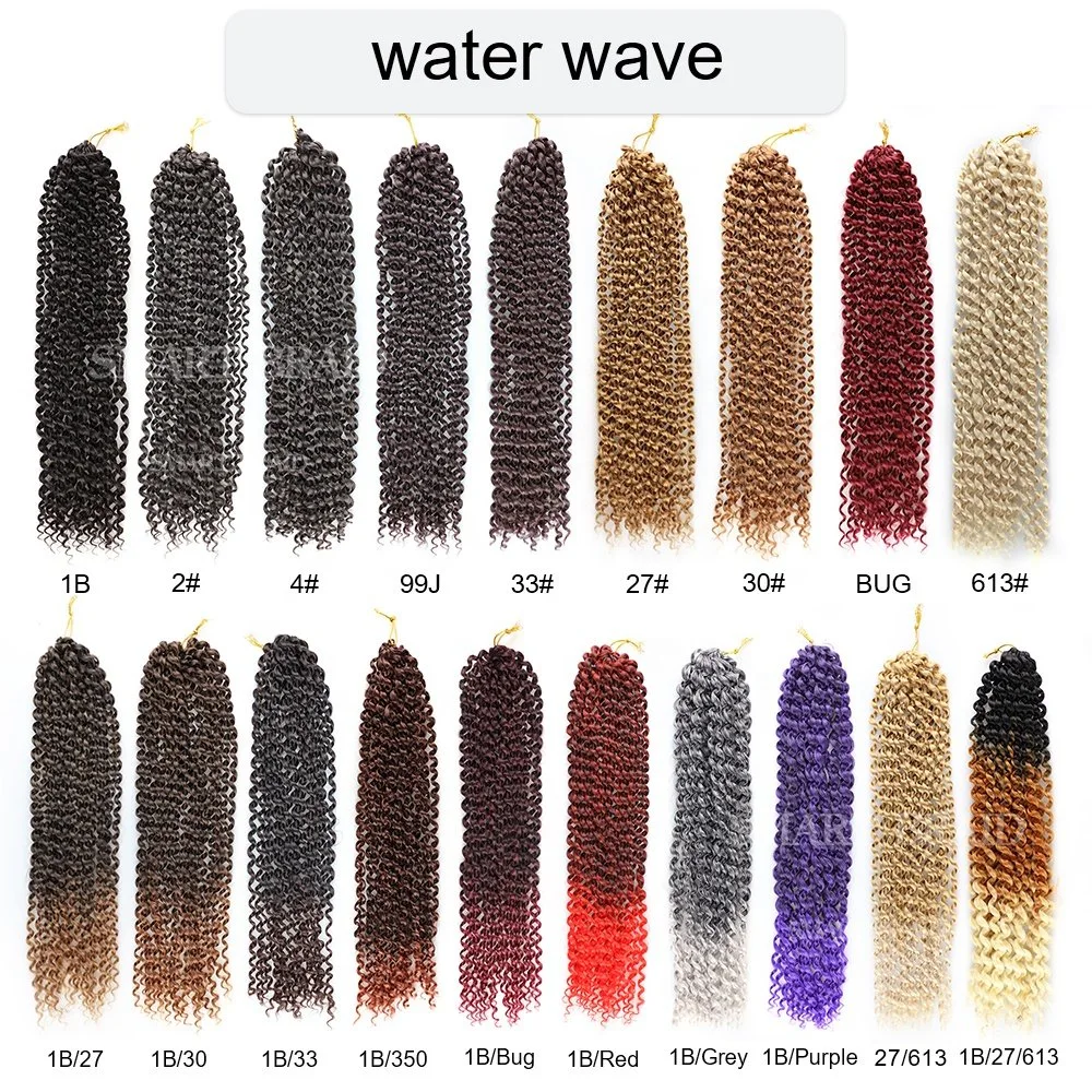 18&prime; &prime; Inches Pre-Looped Passion Twist Crochet Braids Water Wave Synthetic Braiding Hair for Goddess Locs Hair Extension