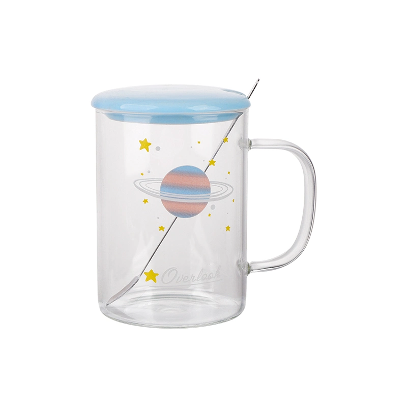 Promotion Souvenir 480ml Single Wall Borosilicate Glass Mug with Customized Decal