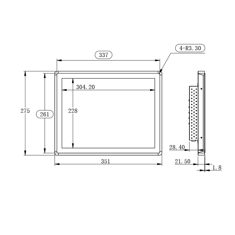 15 Inch Ultra-Thin Waterproof Embedded Industrial Touch LCD Monitor