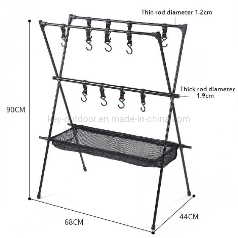 Outdoor BBQ Travel Camping Portable Foldable Barbecue Accessory Rack Cookware Hanger Triangle Storage Rack