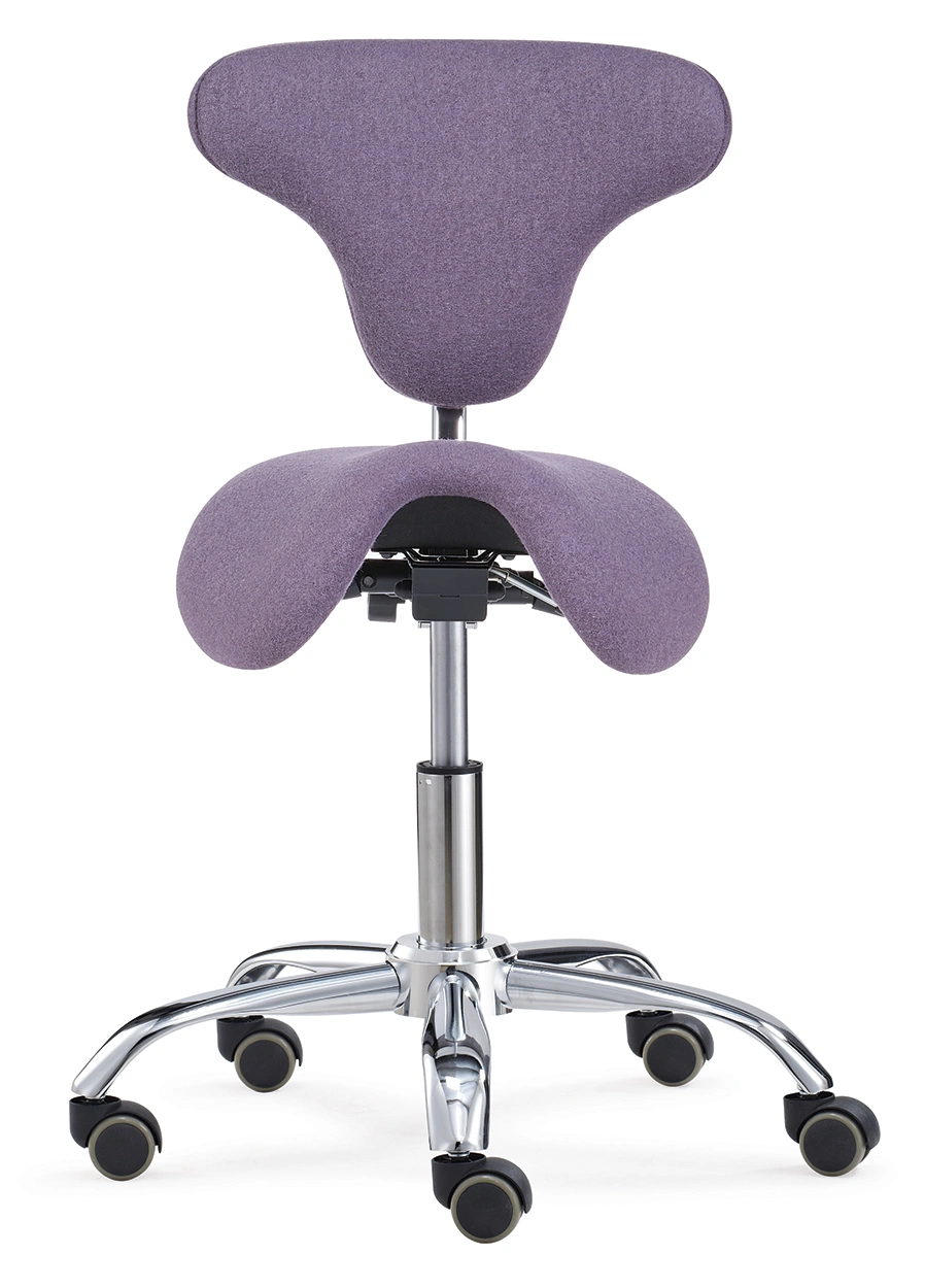 Superior Quality Salon Stool with Backrest and Ring Foot Rest-Black Upholstery