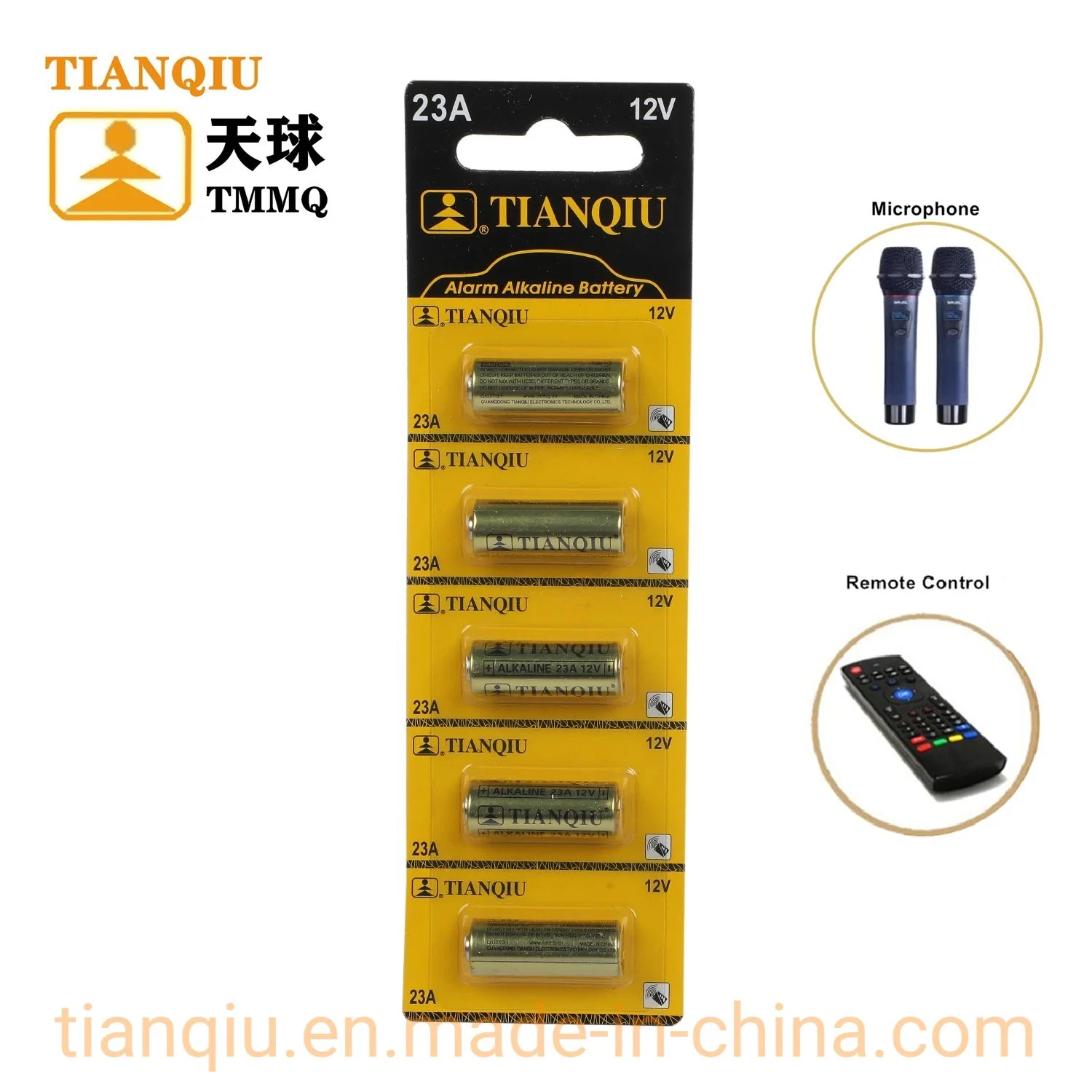 Pilha Alcalina Tianqiu 23A 12V Bateria Seca para bateria de célula de botão de alarme do Relógio Reloj Pilas Baterias Fwctory preço grossista
