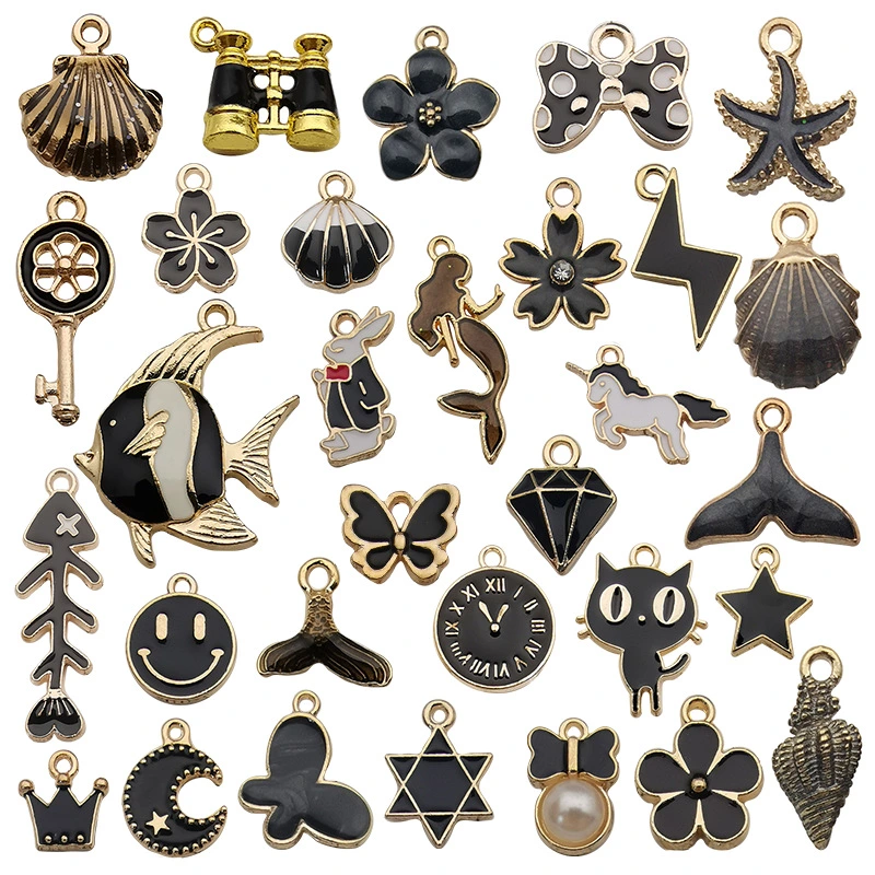 31PCS Mixed Animals Plants Flowers Enamel Charms for Jewelry Making