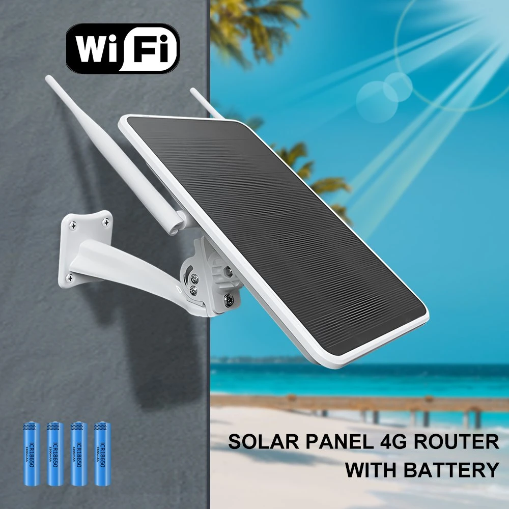 Enrutador de tarjeta SIM 4G resistente al agua para exteriores con cámara solar WiFi alimentada por batería 4*18650 de larga duración en espera