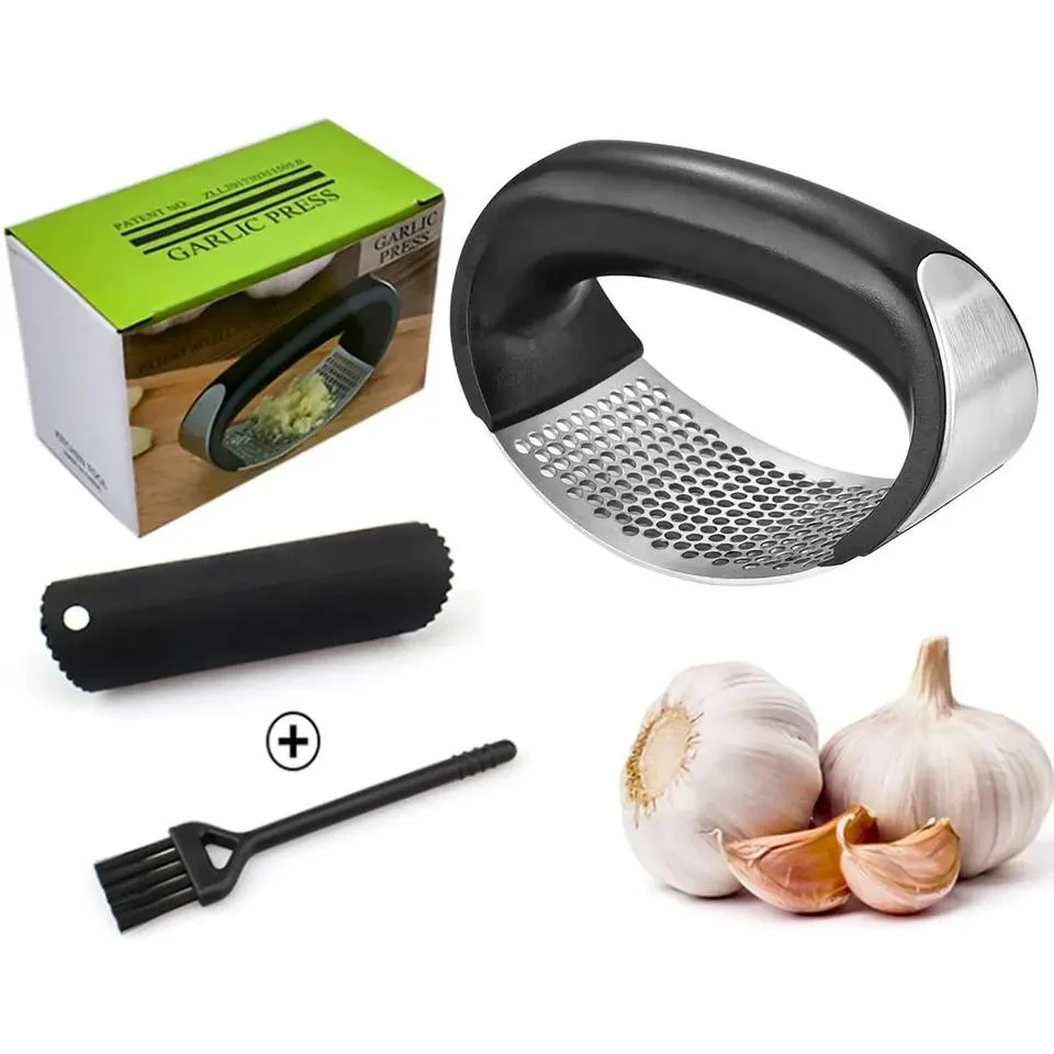 Hot Selling Kitchen Accessories Tools Stainless Steel Peeler Squeezer Garlic Mincer Ginger Powder Crusher Peeler Garlic Press