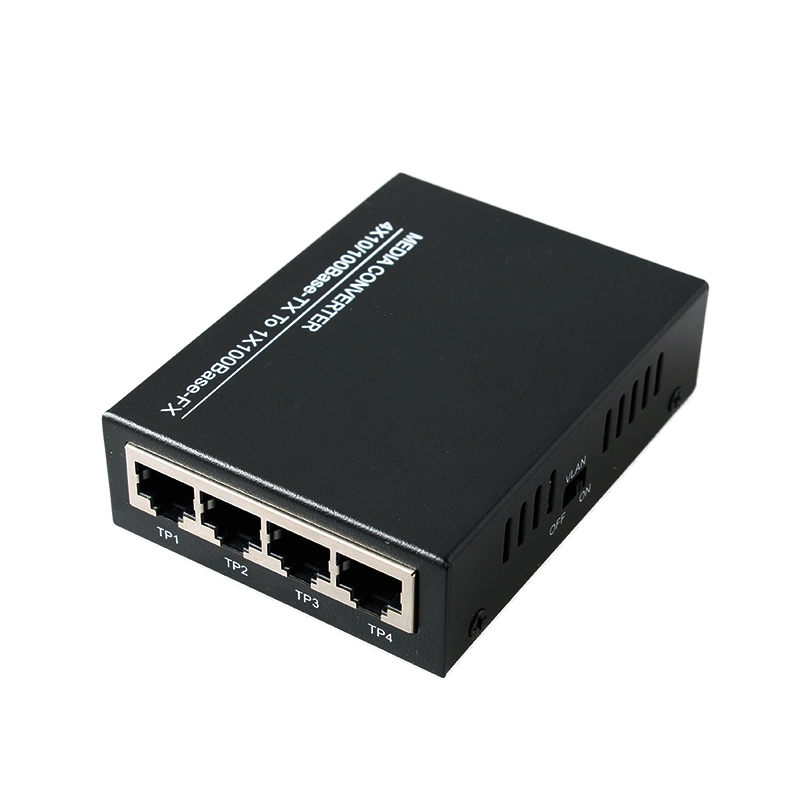 4 RJ45 Port 10/100Mbps Optical Fiber Media Converter Single Fiber Wdm Optical Transceiver (MC1004SC)