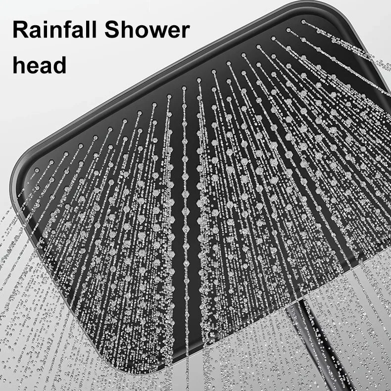 Piano Digital Rain Head Shower Bath Combo Thermostatic Faucets Mixer Bathroom Shower Set