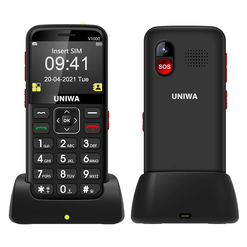 Клавиатура 4G Телефон Uniwa V1000 2.31 дюйма экран Большая кнопка Бренд 4G Senior Bar Cell Phone для пожилых людей с Sos Батарея на 1700 мА/ч.