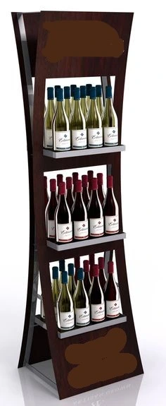 Wooden Supermarket Wine Display Stand/Flooring Wooden Wine Display Rack/Shelf for Beer/Wine