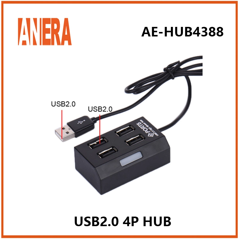 Anera Hot Selling High Speed New Slim 4 Ports USB 2.0 Hub with 50cm Cable for Laptop PC Computer