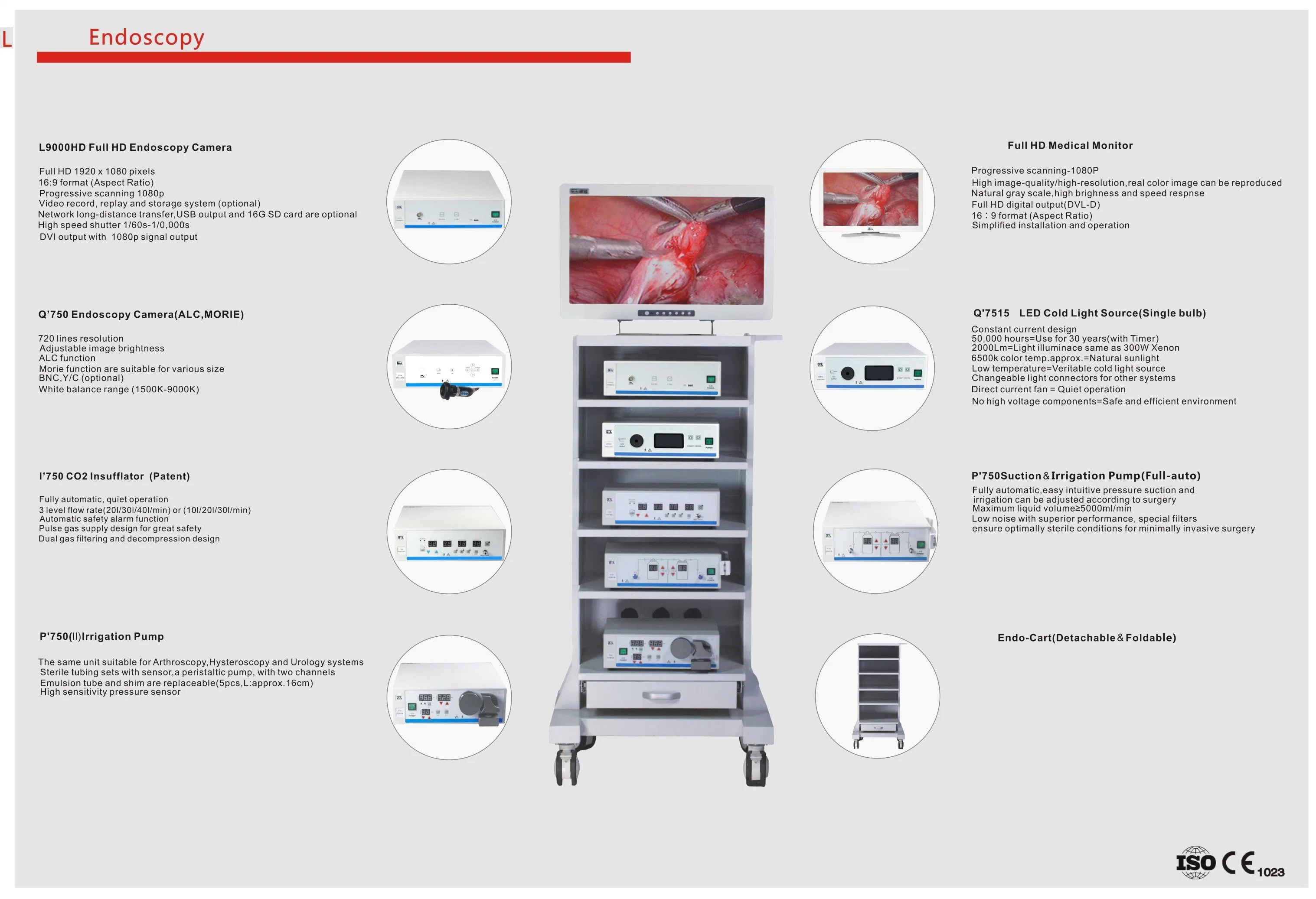 Hochey Medical Video Gastroscope and Colonoscope Endoscope Camera System