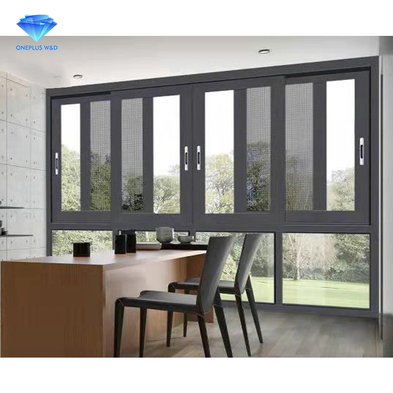 Graphic Design Horizontal Modern Sliding Windows and Doors Aluminium Double Glass Sliding Window