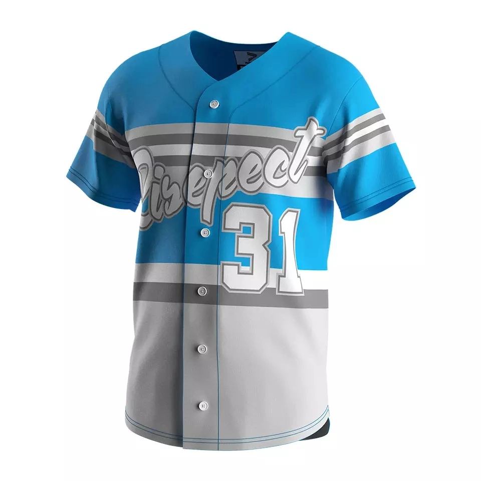 Original Factory Custom Youth Stitched V Neck T Shirts Sublimation Wholesale/Supplier Blank Mens Custom Mesh Breathable Fabric Plain Softball Baseball Jersey Uniform Shirts