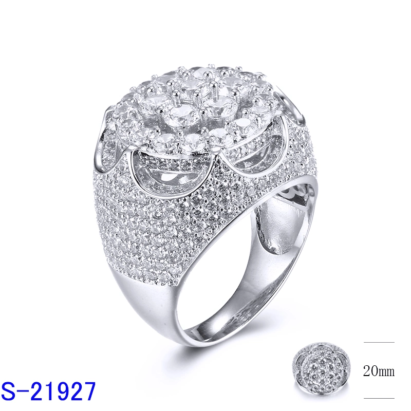 925 Sterling Silver Fashion Hip Hop Pop Jewelry Micro Pave Cubic Zirconia Ring for Men