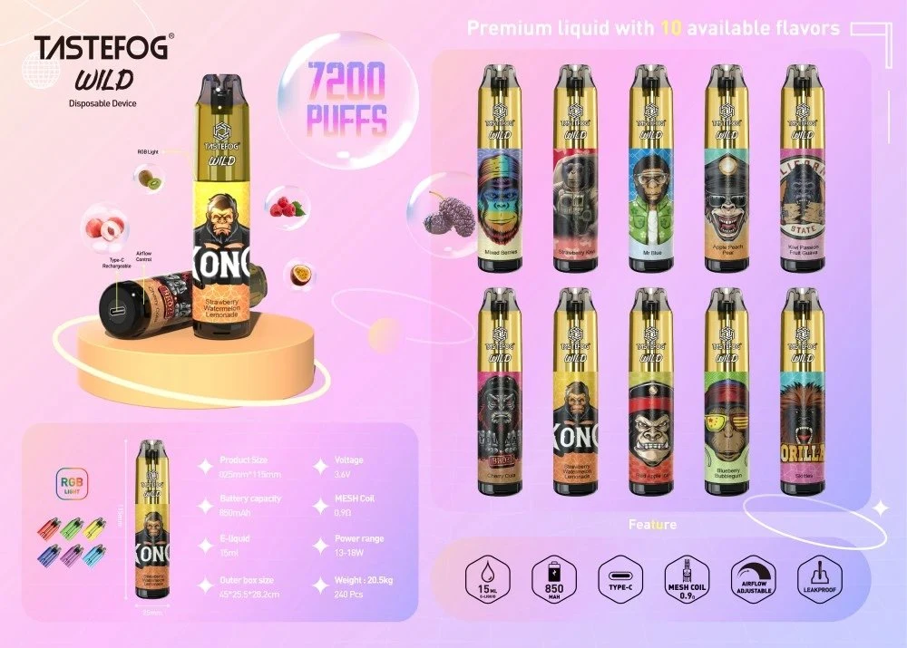 VAPE 7200 Puff Tastefog Wild E Cigarette Randm Vaina de tornado