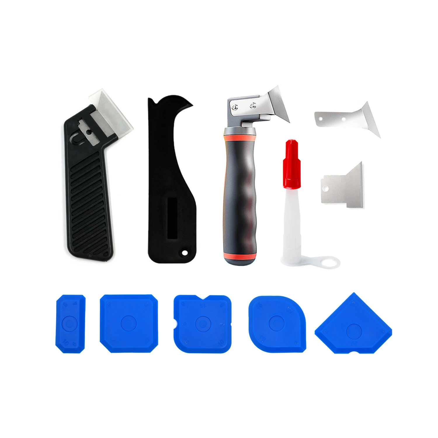 11 pcs/ Définir ensemble pour silicone Silicone Remover dépose et de renouvellement, y compris les joint couteau lisse conjointe, les lames de rechange