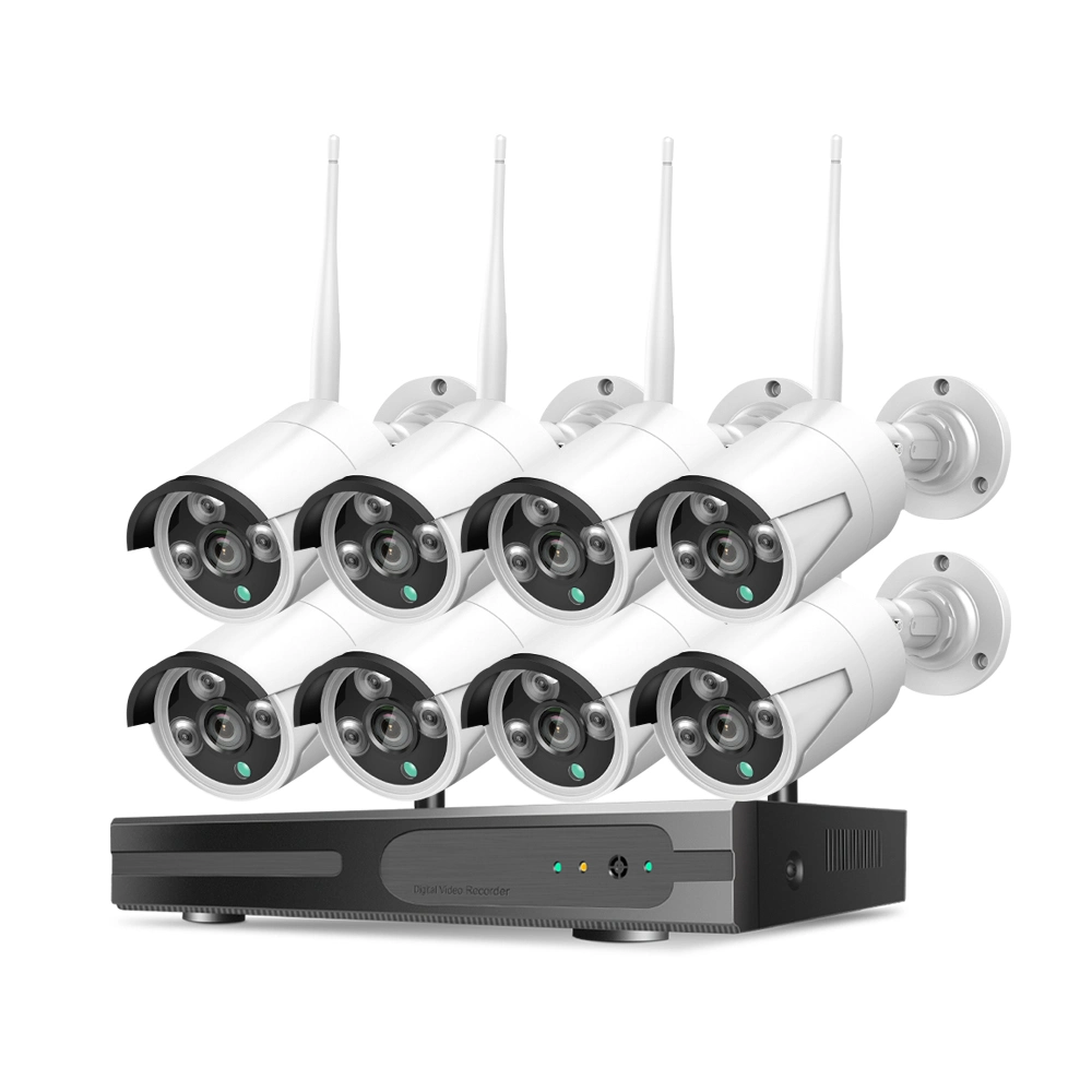 8PCS 5MP Waterproof Color Night Vision WiFi IP CCTV Camera NVR Kits with Audio Face Human Detection Alarm Phone APP Cloud Storage