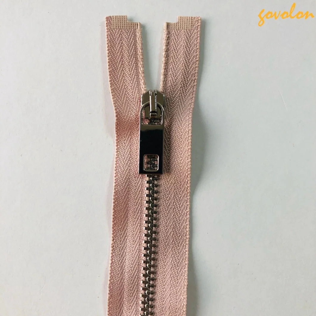 Pink Zipper Puller Garment Accessories 52cm Metal Silver Teeth Zipper
