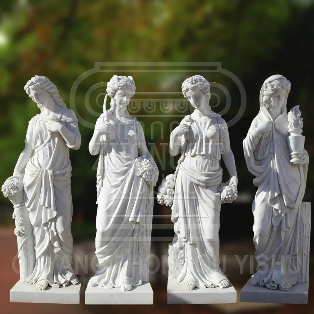 حجارة رخامية منحوتة يدويا تماثيل الله لأربع مواسم ديكور الحديقة النحت