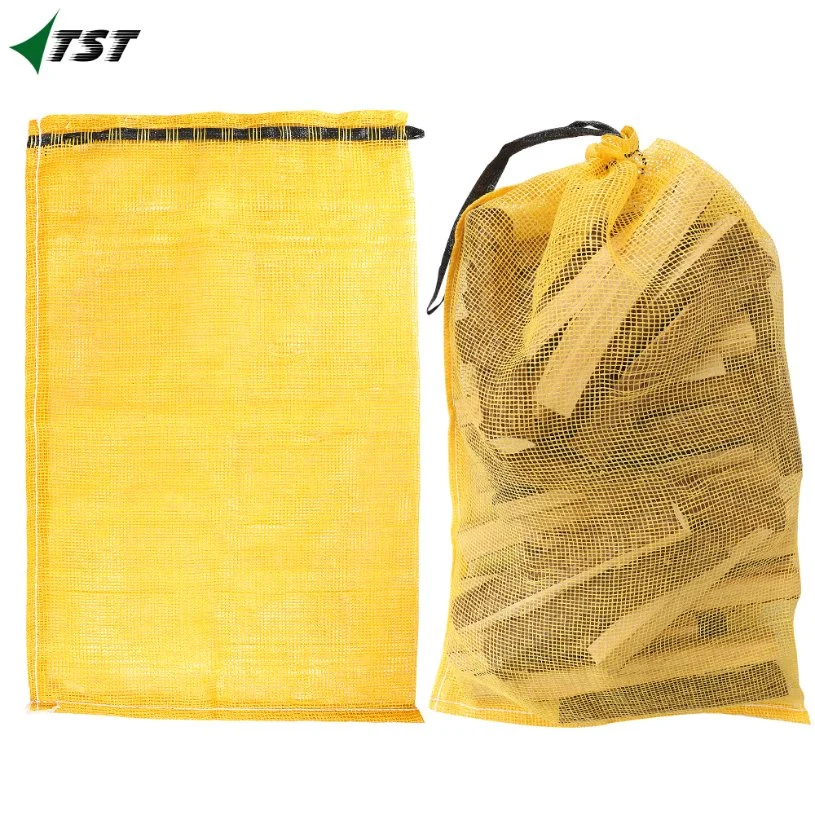 Saco de malha para lenha 40L 60L 80L 1000L PP Leno para criança que se acende Sacos de malha Wood Log Net Sacks