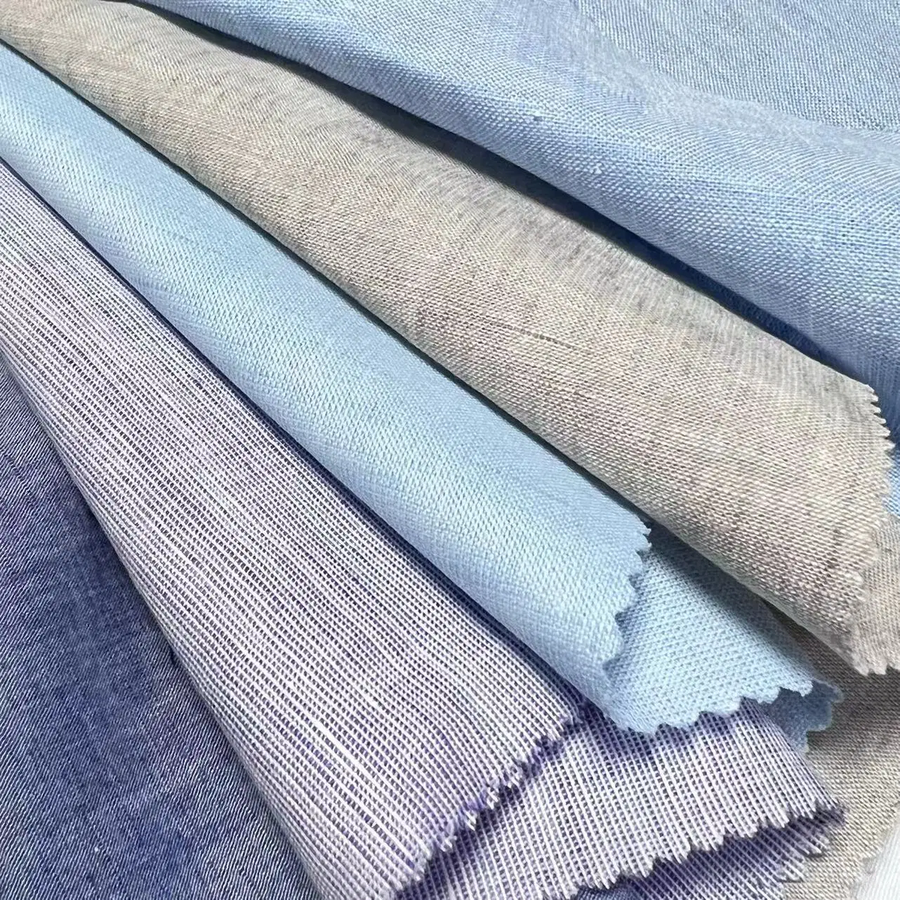 Lino Violeta Entrelazarán algodón hilado GSM 116Tinte Chambray