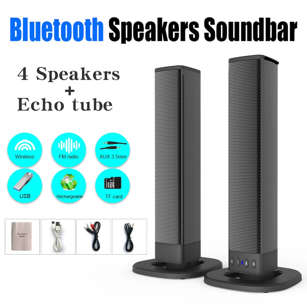 Detachable 2.0 Channel Bluetooth Mini TV Soundbar Foldable Split Home Theater Speaker