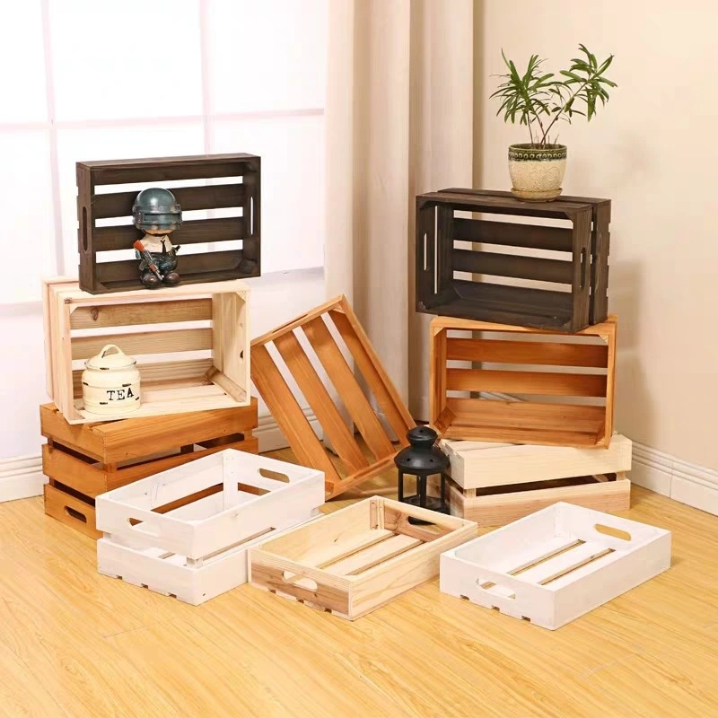 Display Boxes Rectangular Wood Box Props Window Baskets Decorated Solid Wood Storage Boxes