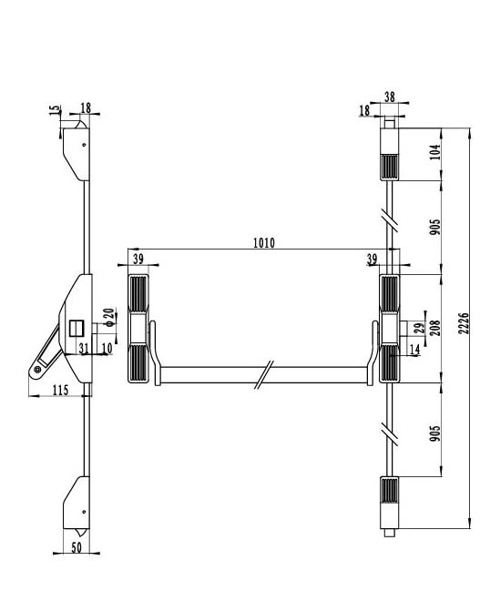 Door Exit Hardware Anti Panic Bar Kits