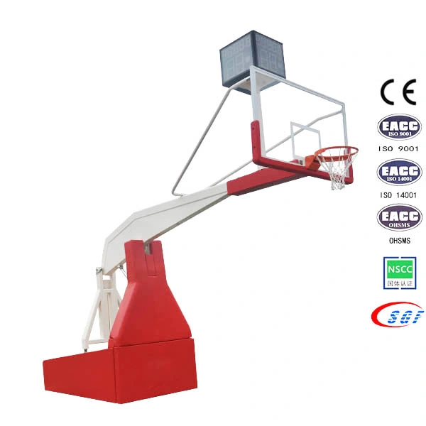 Basketball Equipment Electric Hydraulic Folding Basketball Stand Base with Tempered Glass Backboard