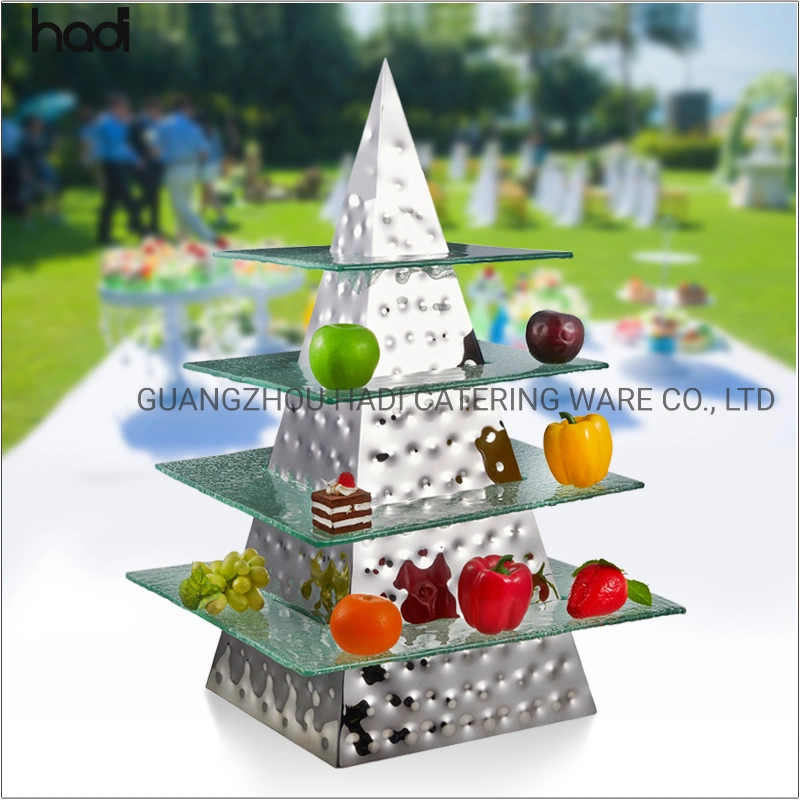 Hadi Hochzeit Supplies Afternoon Tee Display Deluxry Edelstahl Schwarz Eiffelturm Kuchen Metallständer Display mit Glasteller