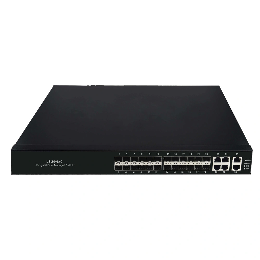 24*Giga SFP+6*10/100/1000m Tx Combo Network Switch with 2*10g Fiber Uplink Ports High Performance with Bcm Chip