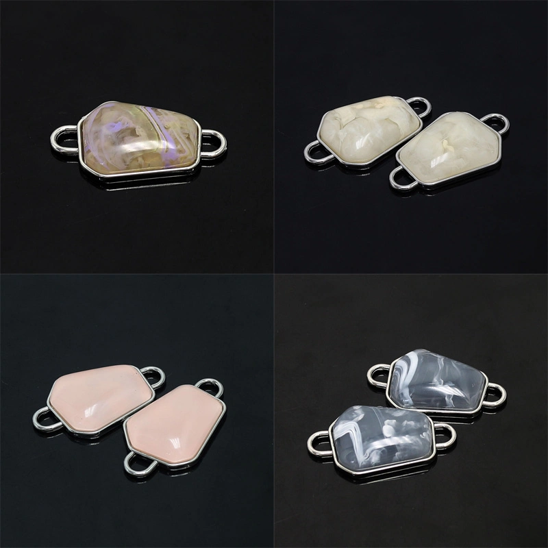 Fashion Jewelry Making Accessories Smoothly Natural Gemstone Connector Square Shape Pendant AC21003