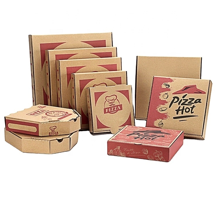 China Großhandel Custom Gedruckt Gute Qualität Alle Größe Farbe Kraft Papier Wellpappe Pizza Verpackung Box mit Logo