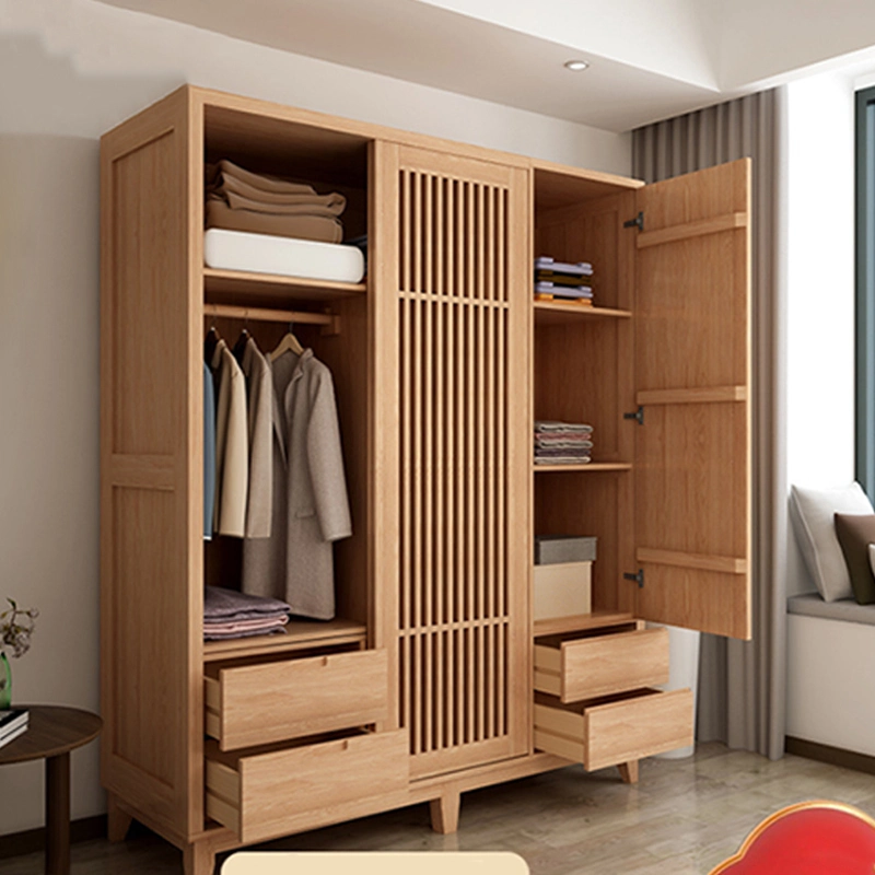 De estilo japonés de los países nórdicos de madera maciza Muebles de dormitorio simple en el armario de puerta corrediza de roble blanco armario Armario de almacenamiento Custom 0038