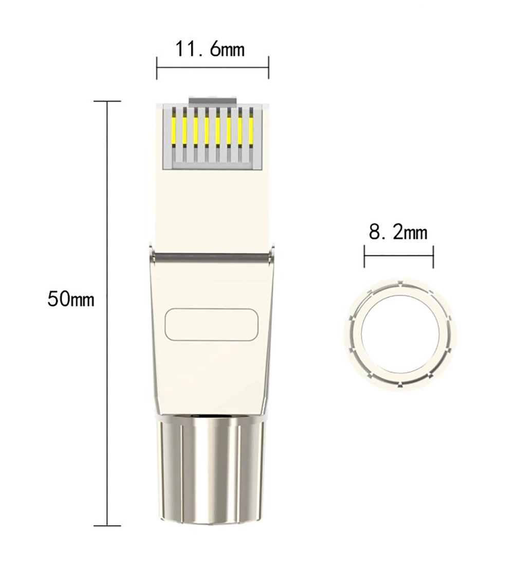 CAT6 Gigabit Shielded Crystal Head Reusable High quality/High cost performance Metal RJ45 Connector