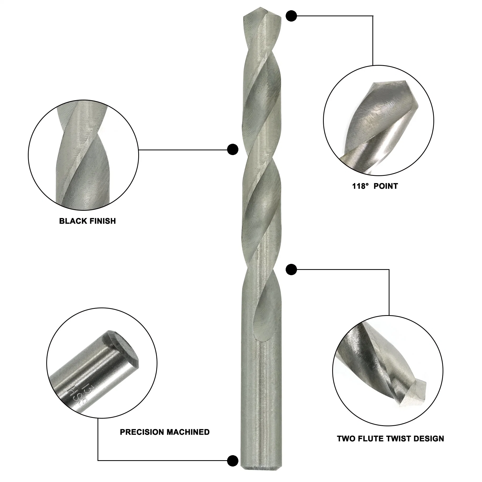 4241 HSS White Twist Drill Bits for Metal Stainless Steel Drilling