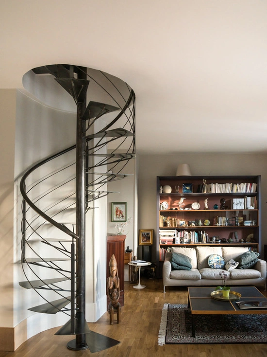Modern Stylish Stainless Steel Frame Spiral Stairs Curved Staircase for Villa