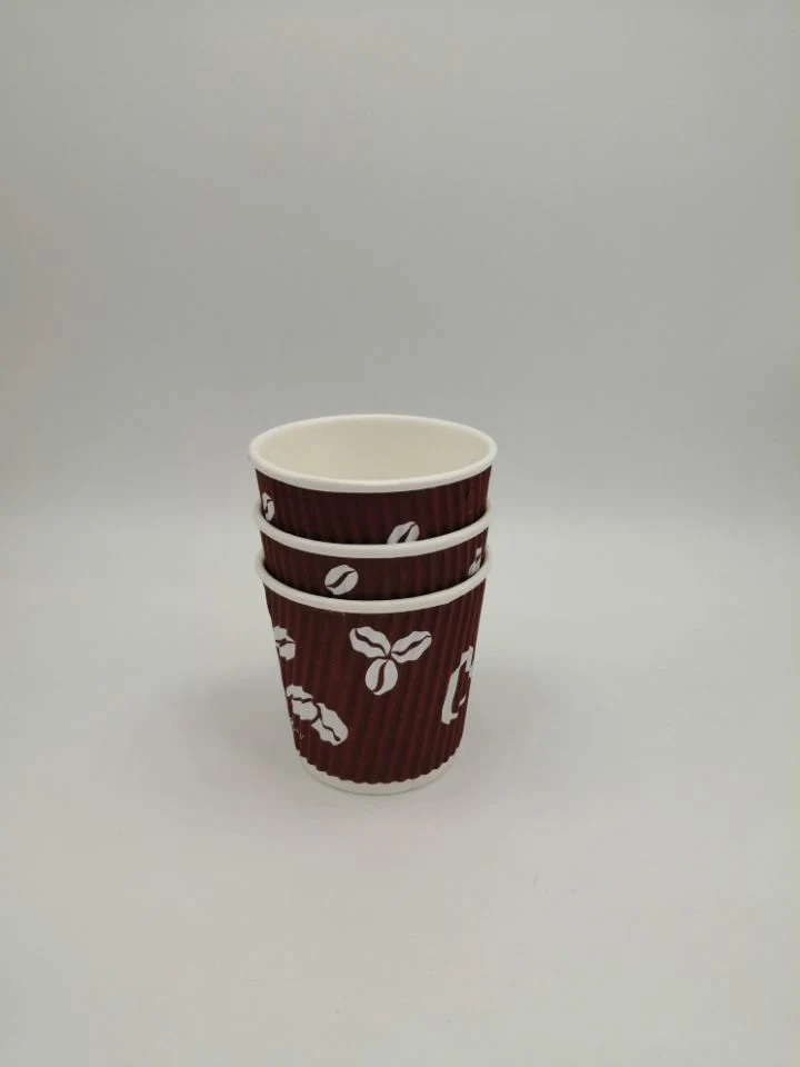 8oz Printed Double Layer Ripple Wall Paper Coffee Cup