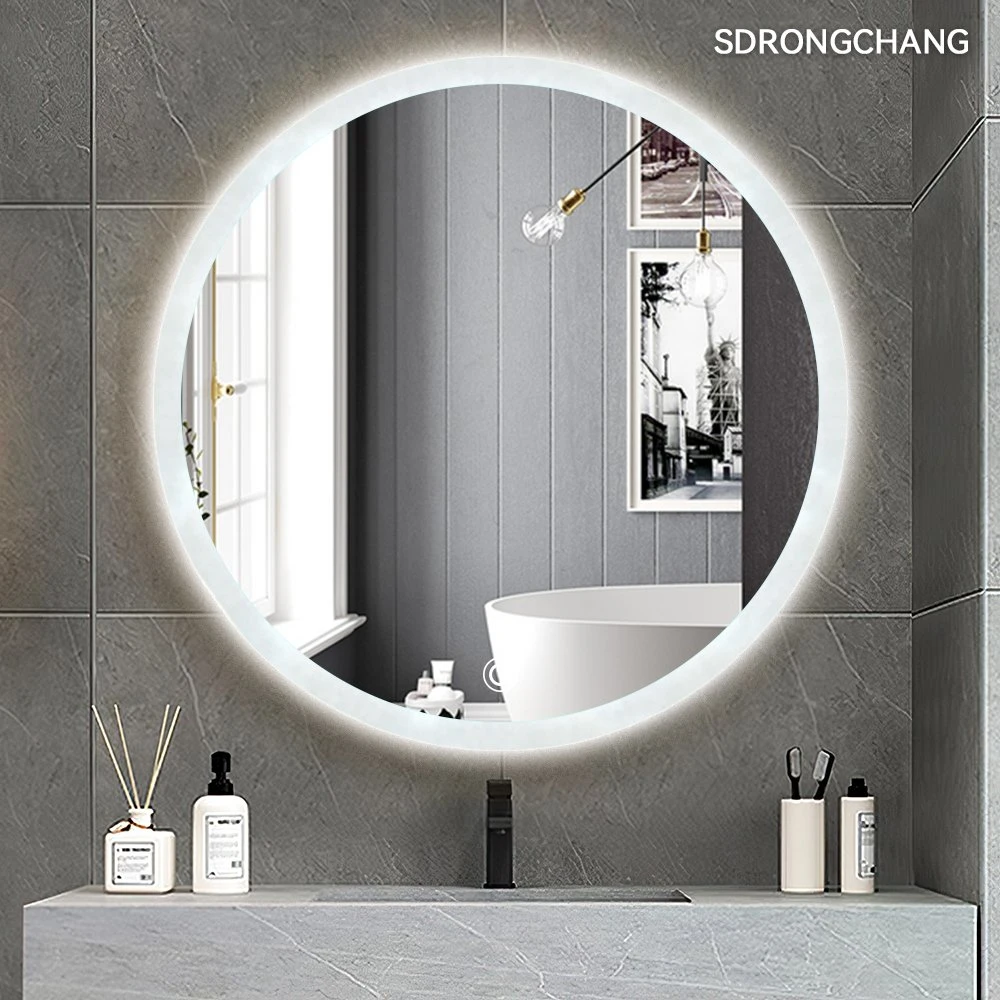 CE/RoHS/UL/SAA Digital Clock Antifog Round Bathroom Mirror Hotel Backlit LED Light Mirror
