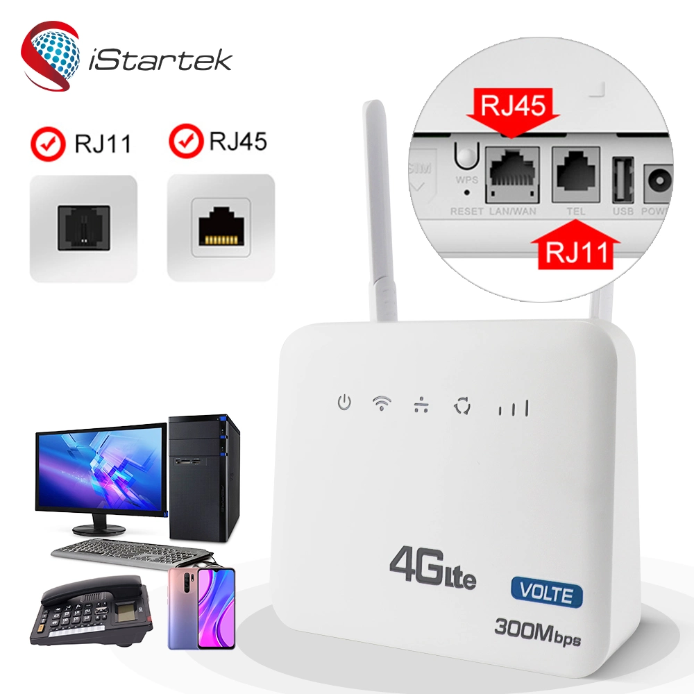 Barato exterior RJ11 Volte VPN 300Mbps Rauter 3G 4G LTE Router inalámbrico CPE WiFi con ranura para tarjeta SIM