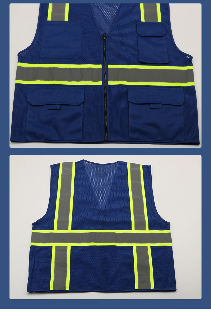 Safety Vest Garment 100% Polyester Reflective Vest Custom Printed Logo for Construction and Garden Building