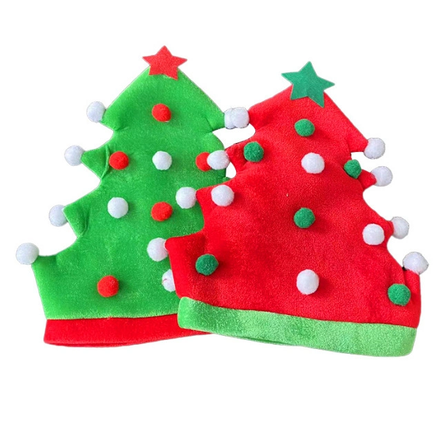 Funny Christmas Tree Shape Beanie Santa Hat for Kids Gifts