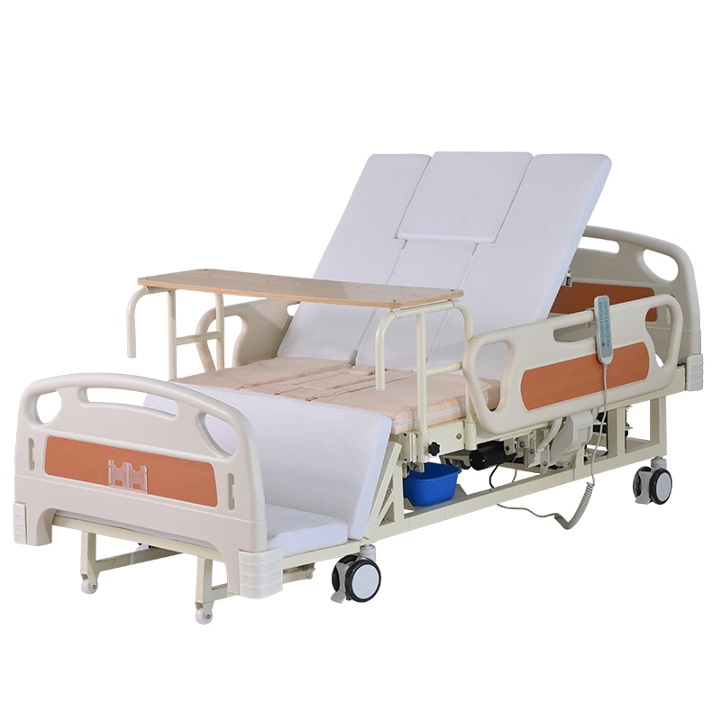 Electric Multiple Functions Adjustable Nursing Bed on Casters with Drainage Hole for Medical and Intenstive Care Hospital Furniture Hospital Equipment - E