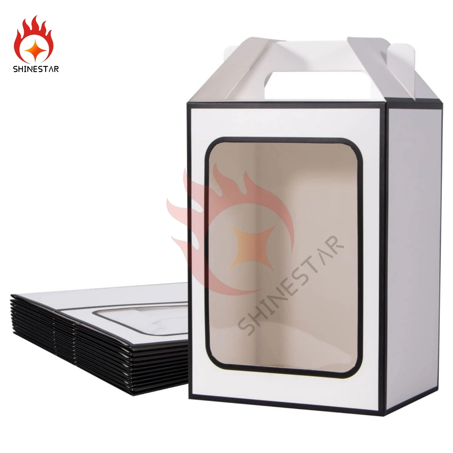 Paper Stand up Gift Bags with Handles and Transparent Window for Party