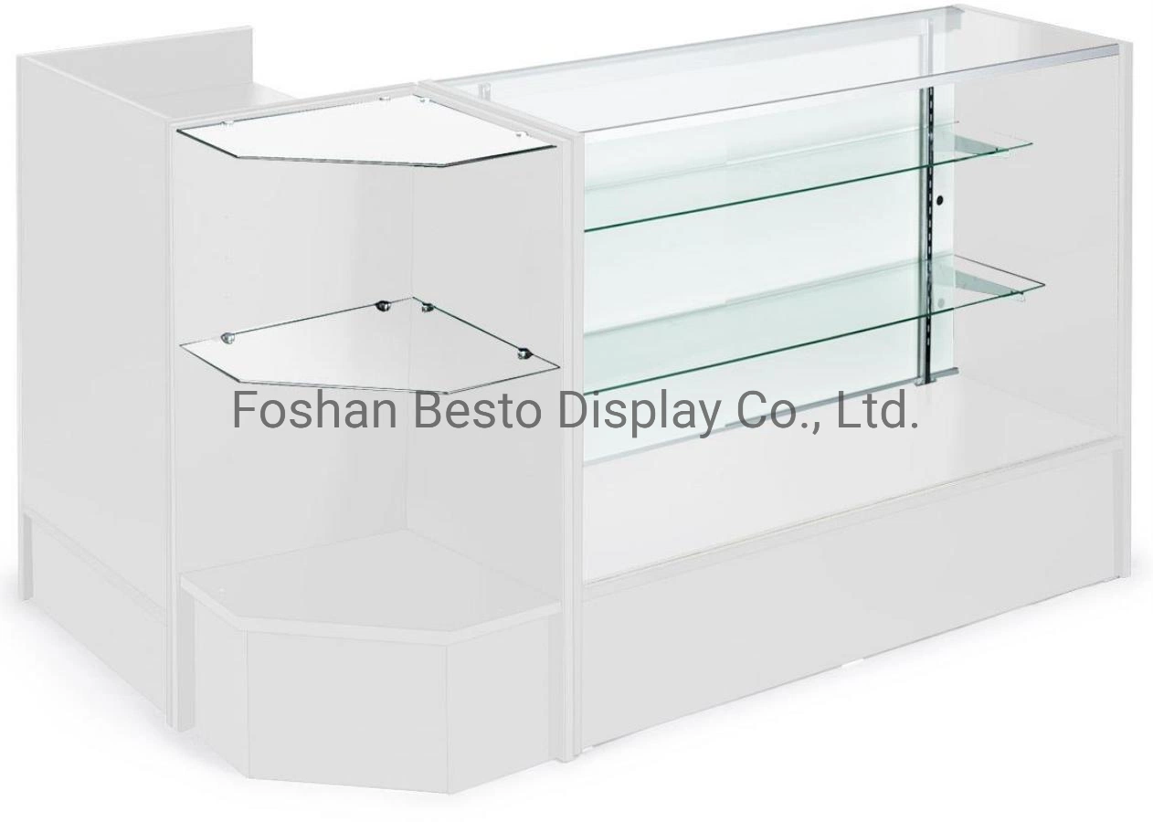 Glass Cash Counter with MDF Corner Cabinet by Wholesale/Supplier Price Equip Stationery Store, Costemic Shop, Clothes Shop, Bag Store