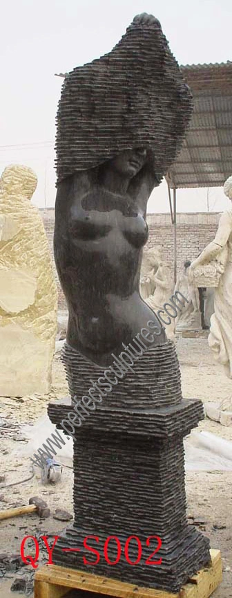 Stone Marble Abstract Nude Woman Wall Fountain for Indoor & Outdoor (QY-S073)