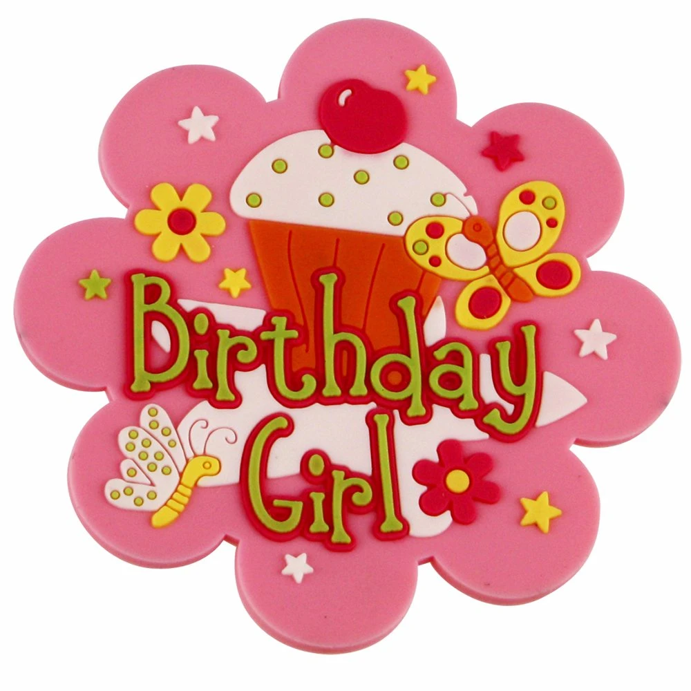 Promotional Custom 3D Silicone Birthday Badge Ls6090